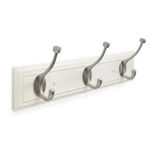 Beveled Hook Rack White and Satin Nickel Beveled Hook Rack White and Satin Nickel