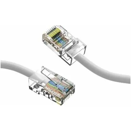 Copper Patch Cables, Cat 6, Plug-In Mount, Crimp, 568B, 1 ft, White, Non Shielded, RJ-45 to RJ-45
