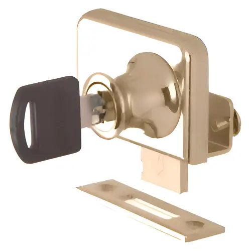 Gold Plated Clamp-On Lock For 1/4" Double Glass Door, Aluminum Material, Keyed Alike, Gold Plated Finish