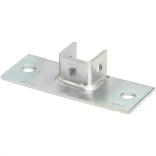 Eaton B-Line series post base, 1.62" H x 8" L x 3" W, Steel, Hot-dipped galvanized, Rectangular post base, flush to side Eaton B-Line series post base, 1.62" H x 8" L x 3" W, Steel, Hot-dipped galvanized, Rectangular post base, flush to side