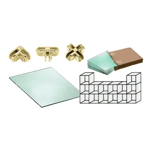 14 Cube Tempered Glass Displayer with Brass Connectors