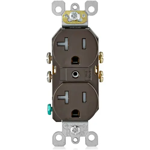 Straight Blade Duplex Receptacle, 20A, 125V, Residential Grade, Self-Grounding, Brown Straight Blade Duplex Receptacle, 20A, 125V, Residential Grade, Self-Grounding, Brown