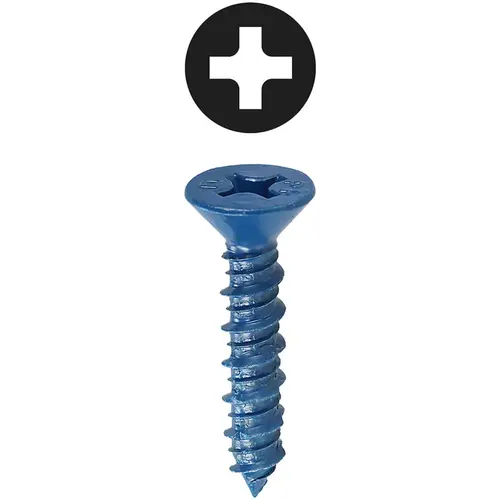 Hi-Low Thread Flat Head Phillips 1/4 x 3-1/4 in. Concrete Anchor Blue Hi-Low Thread Flat Head Phillips 1/4 x 3-1/4 in. Concrete Anchor Blue
