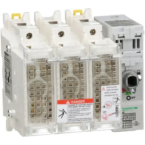 TeSys GS, disconnect switch, fuse, 3 P, 600 V, UL 60 A, Type J fuse TeSys GS, disconnect switch, fuse, 3 P, 600 V, UL 60 A, Type J fuse