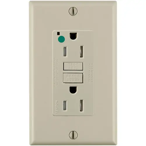 SmartlockPro GFCI Duplex Receptacle, Polycarbonate, PBT Face, 15A, 20A, 125V ac, 2-Pole, 3-Wire, Ivory SmartlockPro GFCI Duplex Receptacle, Polycarbonate, PBT Face, 15A, 20A, 125V ac, 2-Pole, 3-Wire, Ivory