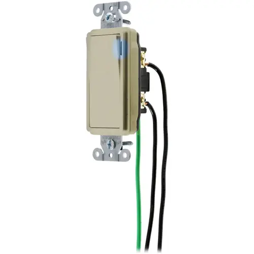 Decorator Switches, General Purpose AC, Illuminated Single Pole, 20A 120/277V AC, Pre-Wired with 8" #12 THHN, Ivory Decorator Switches, General Purpose AC, Illuminated Single Pole, 20A 120/277V AC, Pre-Wired with 8" #12 THHN, Ivory