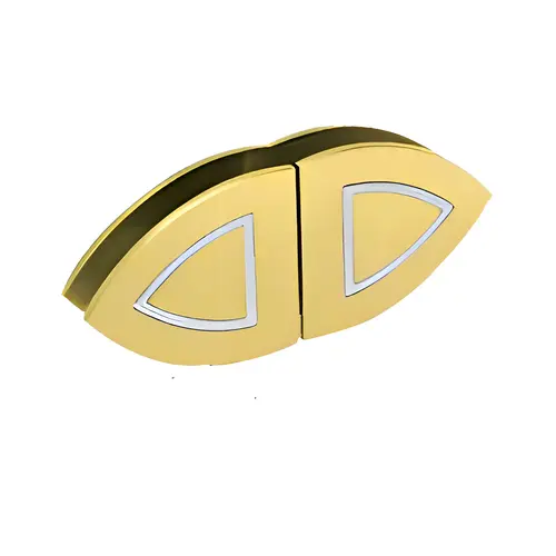 Brass with Chrome Accents 180 Degree Cathedral Style Glass Clamp Brass with Chrome Accents 180 Degree Cathedral Style Glass Clamp