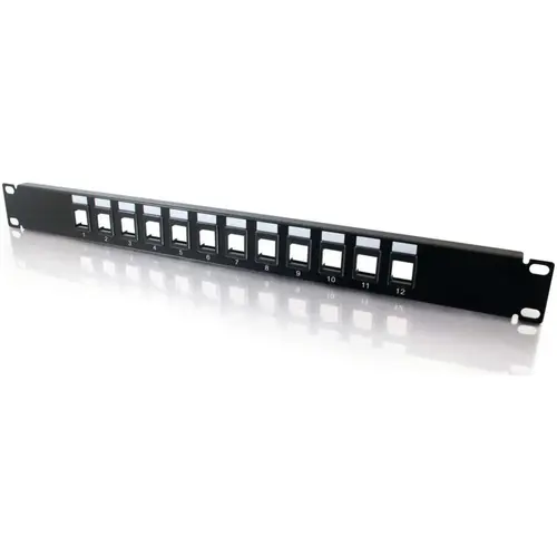 Copper Patch Panels, Cabinet, Rack, Wall, 19 inches Relay Rack, Cabinet or Wall Bracket, Black, 12 Port, 1 RU Copper Patch Panels, Cabinet, Rack, Wall, 19 inches Relay Rack, Cabinet or Wall Bracket, Black, 12 Port, 1 RU