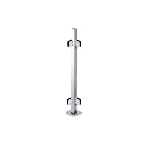Polished Stainless 42" Steel Square Glass Clamp 90 Degree Corner Post Railing Kit Polished Stainless 42" Steel Square Glass Clamp 90 Degree Corner Post Railing Kit