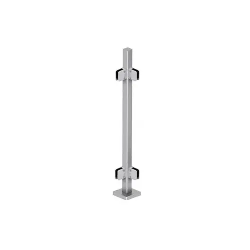 Brushed Stainless 42" Steel Square Glass Clamp 90 Degree Corner Post Railing Kit Brushed Stainless 42" Steel Square Glass Clamp 90 Degree Corner Post Railing Kit