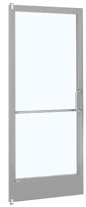 CRL-U.S. Aluminum DE22211R136 Clear Anodized 250 Series Narrow Stile Inactive Leaf of Pair 3'0 x 7'0 Offset Hung with Pivots for Surf Mount Closer Complete Door Std. Lock and 9-1/2" Bottom Rail