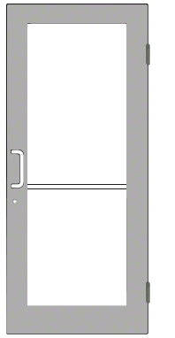 CRL-U.S. Aluminum DC51511L036 Clear Anodized 550 Series Wide Stile (RHR) HRSO Single 3'0 x 7'0 Offset Hung with Butt Hinges for Surf Mount Closer Complete Door Std. MS Lock & Bottom Rail
