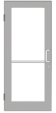 CRL-U.S. Aluminum DC51511R036 Clear Anodized 550 Series Wide Stile (LHR) HLSO Single 3'0 x 7'0 Offset Hung with Butt Hinges for Surf Mount Closer Complete Door Std. MS Lock & Bottom Rail