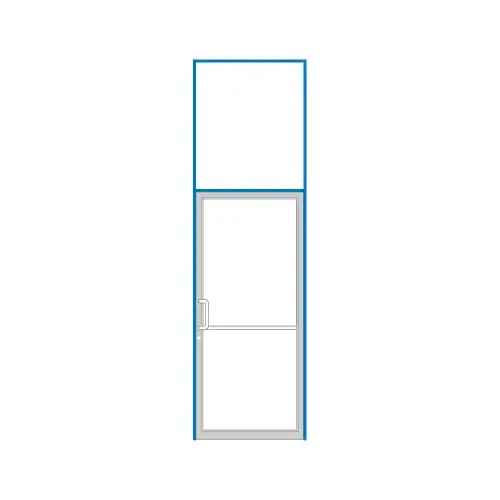Clear Anodized Transom Frame for Single Butt Hung Right Hand Door Using Surface Mount Closer