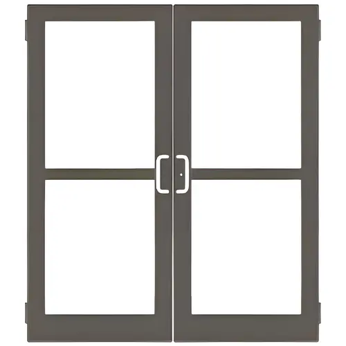 Class I Bronze Black Anodized Custom Pair Series 400 Medium Stile Butt Hinged Entrance Door With Panics for Surface Mount Door Closers