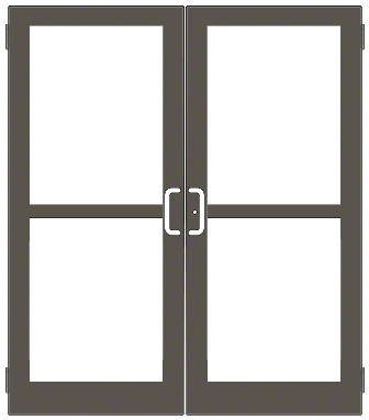 CRL-U.S. Aluminum DZ42522 Class I Bronze Black Anodized Custom Pair Series 400 Medium Stile Butt Hinged Entrance Door With Panics for Surface Mount Door Closers