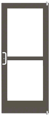 CRL-U.S. Aluminum 1HZ42222LA36 Bronze Black Anodized 400 Series Medium Stile Active Leaf of Pair 3'0 x 7'0 Offset Hung with Pivots for Surf Mount Closer Complete Panic Door for 1" Glass with Standard Panic and 7-1/2" Bottom Rail