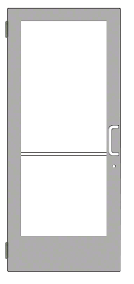 CRL-U.S. Aluminum 1DE41511R036 Clear Anodized 400 Series Medium Stile (LHR) HLSO Single 3'0 x 7'0 Offset Hung with Butt Hinges for Surf Mount Closer Complete Door Std. Lock & 9-1/2" Bottom Rail for 1" Glass with Standard MS Lock and Bottom Rail