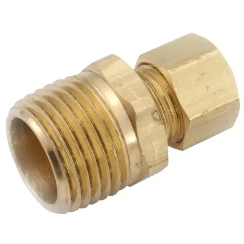 Pipe Connector, 1/2 x 3/4 in, Compression x MPT, Brass Pipe Connector, 1/2 x 3/4 in, Compression x MPT, Brass