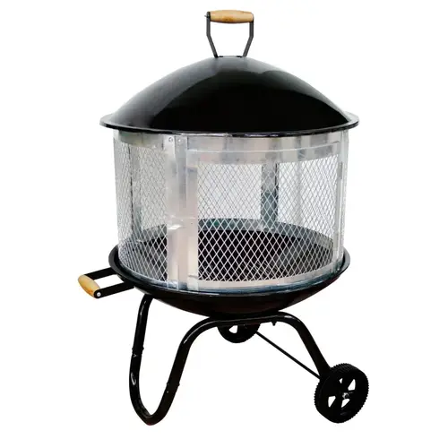 Fire Pit, 27-3/4 in OAW, 31-1/4 in OAD, 46-1/2 in OAH, Round, Steel Black
