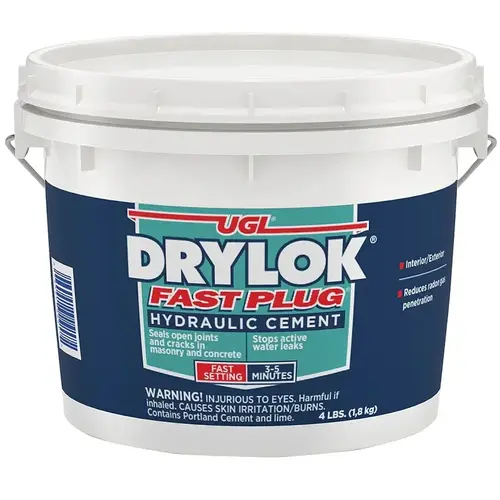 Fast Plug Series Hydraulic Cement, Gray, Powder, 4 lb Fast Plug Series Hydraulic Cement, Gray, Powder, 4 lb