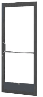 CRL-U.S. Aluminum CD22922LA36105 Bronze Black Anodized 250 Series Narrow Stile Active Leaf of Pair Offset Hung with Geared Hinged for OHCC 105 degree Closer Complete ADA Door(s) with Lock Indicator, Cyl Guard