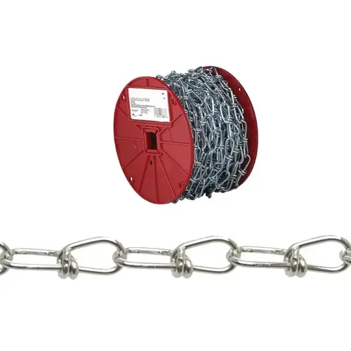Double Loop Chain, 4/0, 100 ft L, 365 lb Working Load, Low Carbon Steel, Zinc Double Loop Chain, 4/0, 100 ft L, 365 lb Working Load, Low Carbon Steel, Zinc
