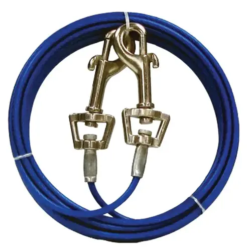 PDQ Pet Tie-Out Belt with Twin Swivel Snap, 15 ft L Belt/Cable, For: Medium Dogs Up to 35 lb Vinyl-Coated PDQ Pet Tie-Out Belt with Twin Swivel Snap, 15 ft L Belt/Cable, For: Medium Dogs Up to 35 lb Vinyl-Coated