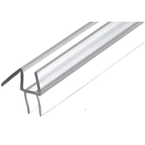 Clear Co-Extruded Bottom Wipe with Drip Rail for 3/8" Glass - 95" Stock Length