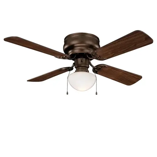 Ceiling Fan, 4-Blade, Venetian Bronze Housing, 42 in Sweep, MDF Blade, 3-Speed