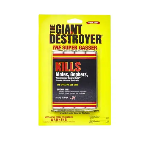 Super Gasser Mole and Gopher Killer, The Giant Destroyer Sub Brand, 4 Pk Container Size, Medium Gray Color