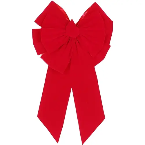 11-Loop 18 In. W. x 35 In. L. Red Velvet Christmas Bow