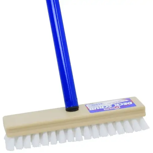 208 Deck Scrub Brush, Synthetic Blend Bristles, 9" Poly Block, 48" Powder-Coated Steel Handle, Outdoor Cleaning Tool
