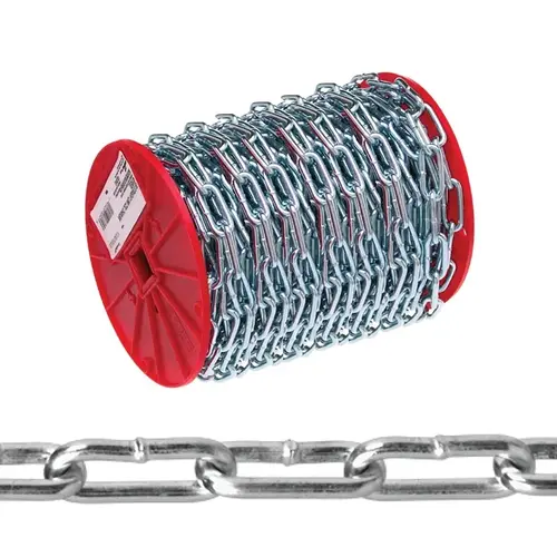 0726827 Straight Link Coil Chain, #2, 125 ft L, 310 lb Working Load, Steel, Zinc 0726827 Straight Link Coil Chain, #2, 125 ft L, 310 lb Working Load, Steel, Zinc