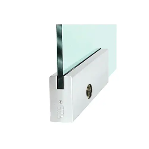 Satin Anodized 1/2" Glass 4" Square Door Rail With Lock - 9-1/2" Patch