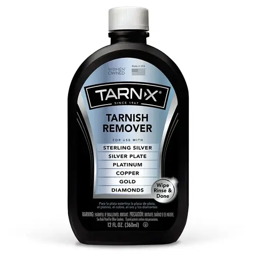 Tarnish Remover, 12 Oz Bottle, Liquid, Slightly Acidic, Crystal Water White, For Sterling Silver, Copper, Gold, Platinum