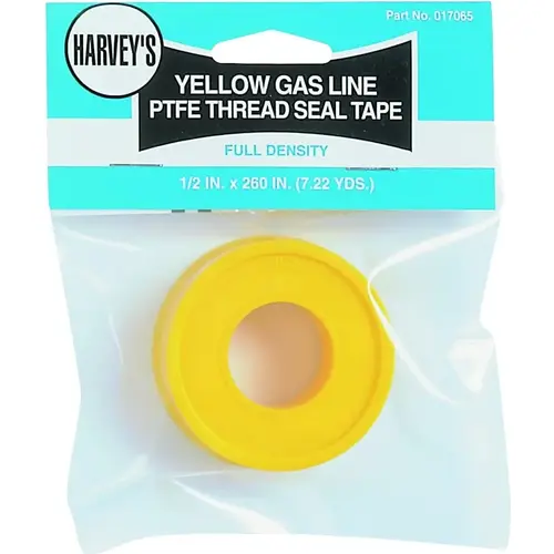 Thread Seal Tape, 260 in L, 1/2 in W, PTFE, Yellow Thread Seal Tape, 260 in L, 1/2 in W, PTFE, Yellow