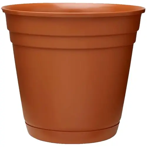 Riverland Planter, 6-1/2 in W, 6-1/2 in D, Round, Plastic, Terracotta - pack of 12