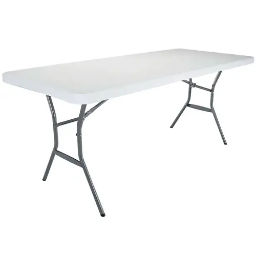 Folding Table, Steel Frame, Polyethylene Tabletop, Gray/White