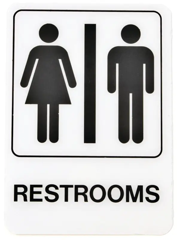 Hy-Ko "Restrooms" Plexiglass Sign White 10" X 6" - pack of 5 D-23-XCP5