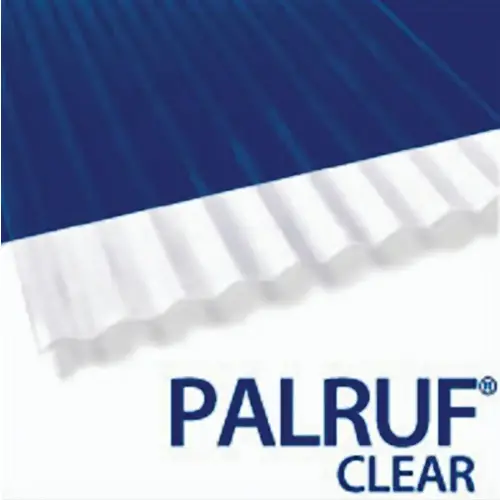 Corrugated Roofing Panel, 12 ft L, 26 in W, PVC, Clear
