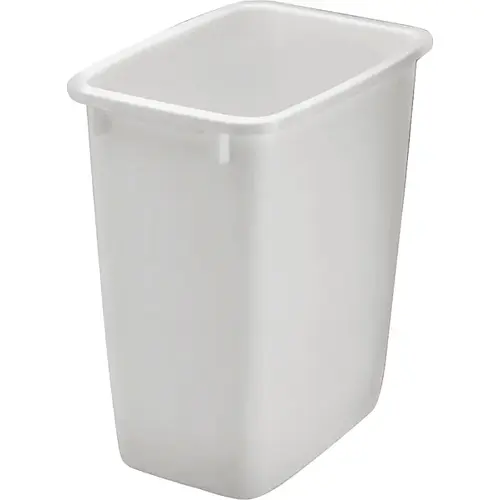 Waste Basket, 36 qt Capacity, Plastic, White, 18 in H