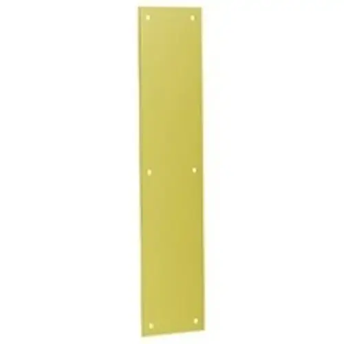 3-1/2" X 15" Push Plate, Brass Material, 3-1/2" Width, 15" Length, Door Surface Protection, Polished Brass Finish 3-1/2" X 15" Push Plate, Brass Material, 3-1/2" Width, 15" Length, Door Surface Protection, Polished Brass Finish