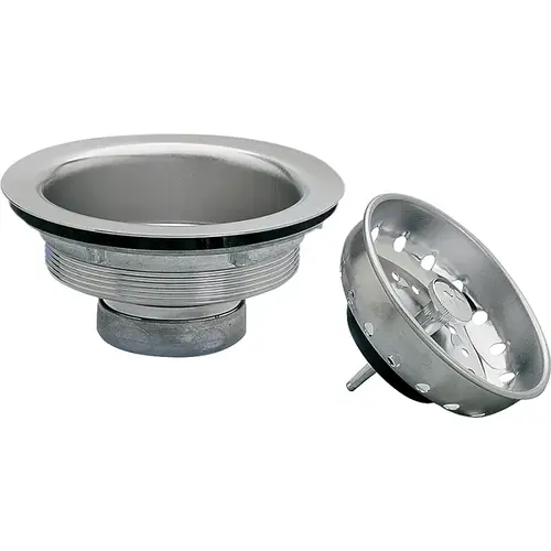 Basket Strainer with Fixed Stick Post, 4-3/8 in Dia, Stainless Steel, Chrome, 3-1/4 in Dia Mesh Basket Strainer with Fixed Stick Post, 4-3/8 in Dia, Stainless Steel, Chrome, 3-1/4 in Dia Mesh