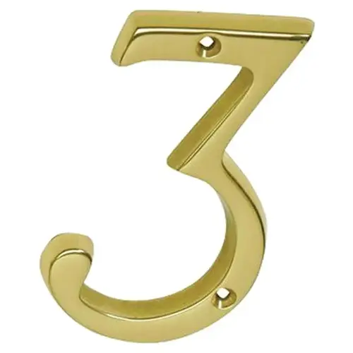House Number, Character: 3, 4 in H Character, Brass Character, Brass House Number, Character: 3, 4 in H Character, Brass Character, Brass