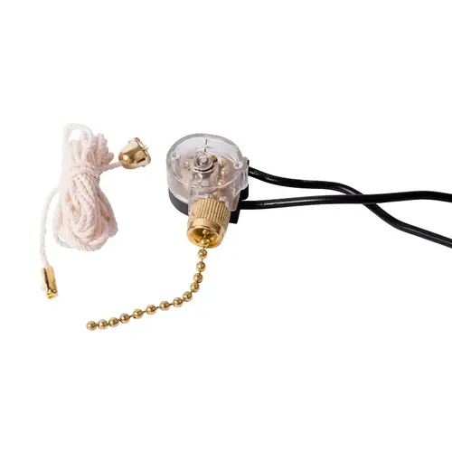 Pull Chain Switch, 1-Pole, 125/250 VAC, 3 A, Brass Pull Chain Switch, 1-Pole, 125/250 VAC, 3 A, Brass