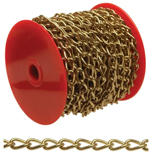 Twist Chain, 200, 49 ft L, 12 lb Working Load, Brass Twist Chain, 200, 49 ft L, 12 lb Working Load, Brass