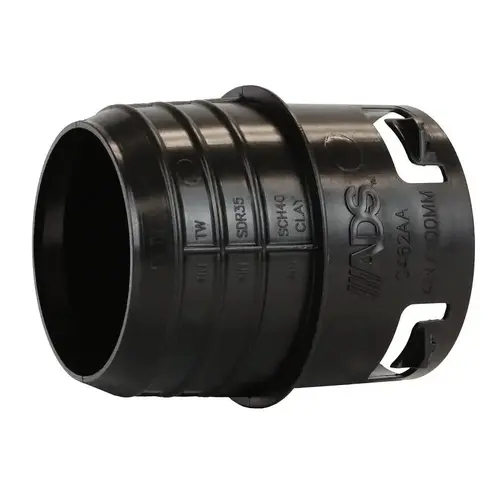 Heavy-Duty Pipe Adapter, 4 in, Snap, PVC Black