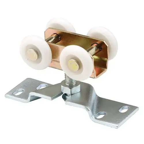 Door Roller, 1 in Dia Roller, 1-3/16 in W Roller, Steel, 4-Roller, 80 lb, Top Mounting Door Roller, 1 in Dia Roller, 1-3/16 in W Roller, Steel, 4-Roller, 80 lb, Top Mounting
