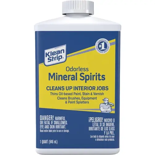 Klean Strip QKSP94005 Mineral Spirit Thinner, Liquid, Solvent, Light Yellow, 1 qt, Can Mineral Spirit Thinner, Liquid, Solvent, Light Yellow, 1 qt, Can